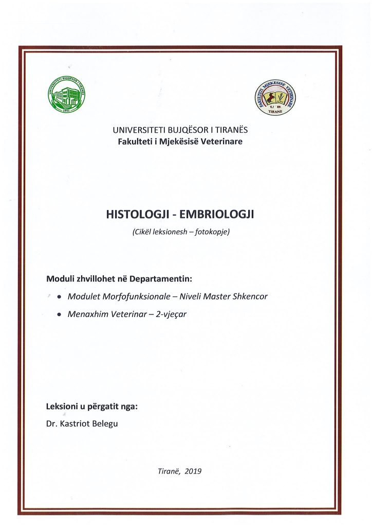 Histologji & Embriologji – Dr. Kastriot Belegu